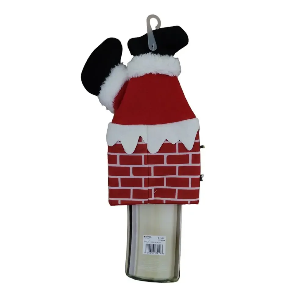 St. Nicholas Square Santa In Chimney Wine Topper, Wine Bottle Cover, Multicolor